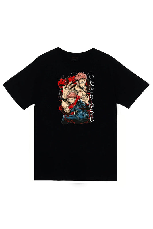 Jujutsu Kaisen Anime Baskılı Unisex %100 Pamuk Siyah T-shirt