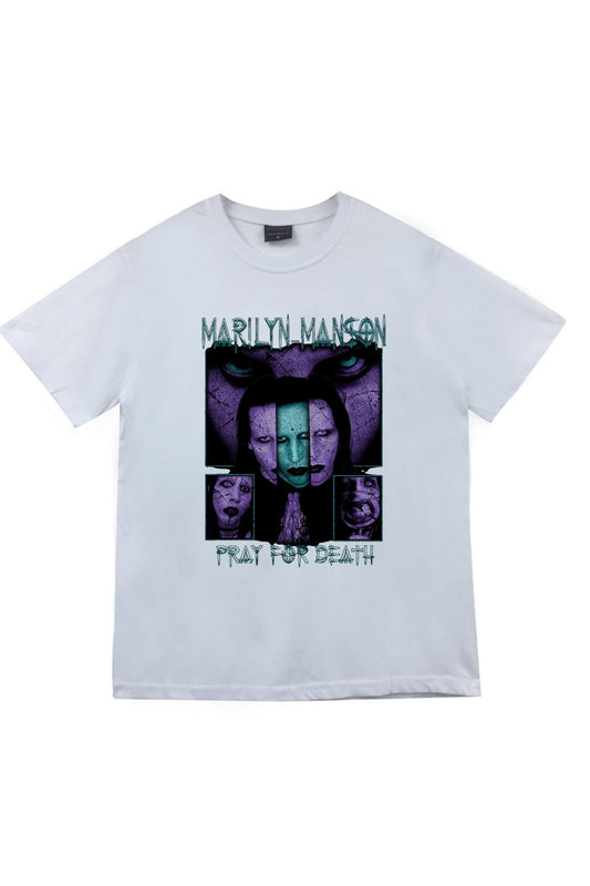 Marilyn Manson Baskılı Unisex %100 Pamuk T-shirt