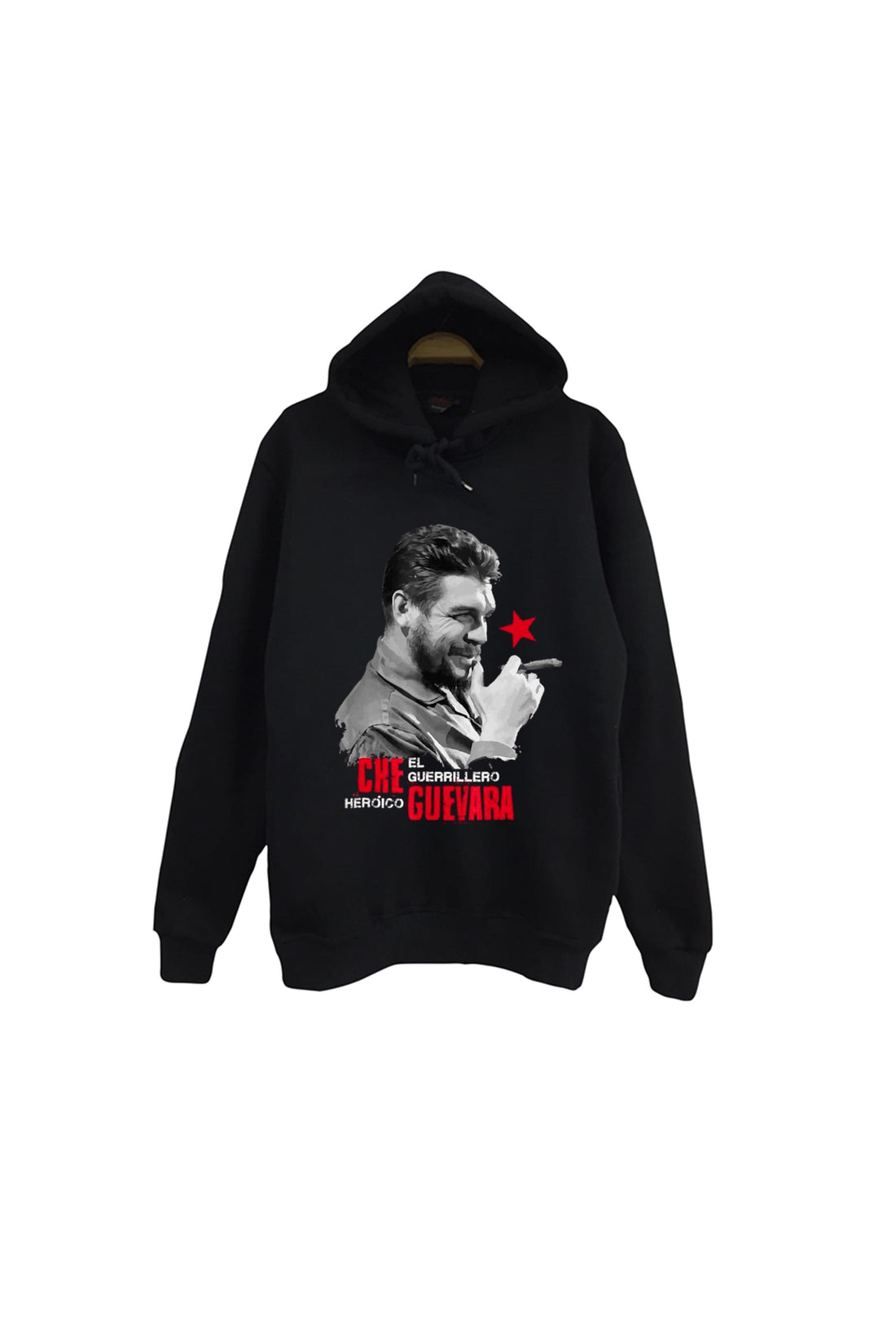 Che Guevara Baskılı Unisex %100 Pamuk Kapüşonlu Sweatshirt – Siyah