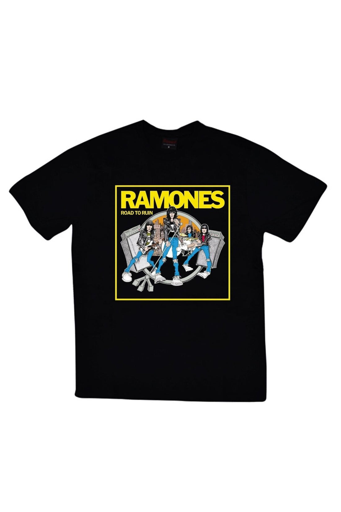 Ramones Baskılı Unisex %100 Pamuk Tişört – Siyah