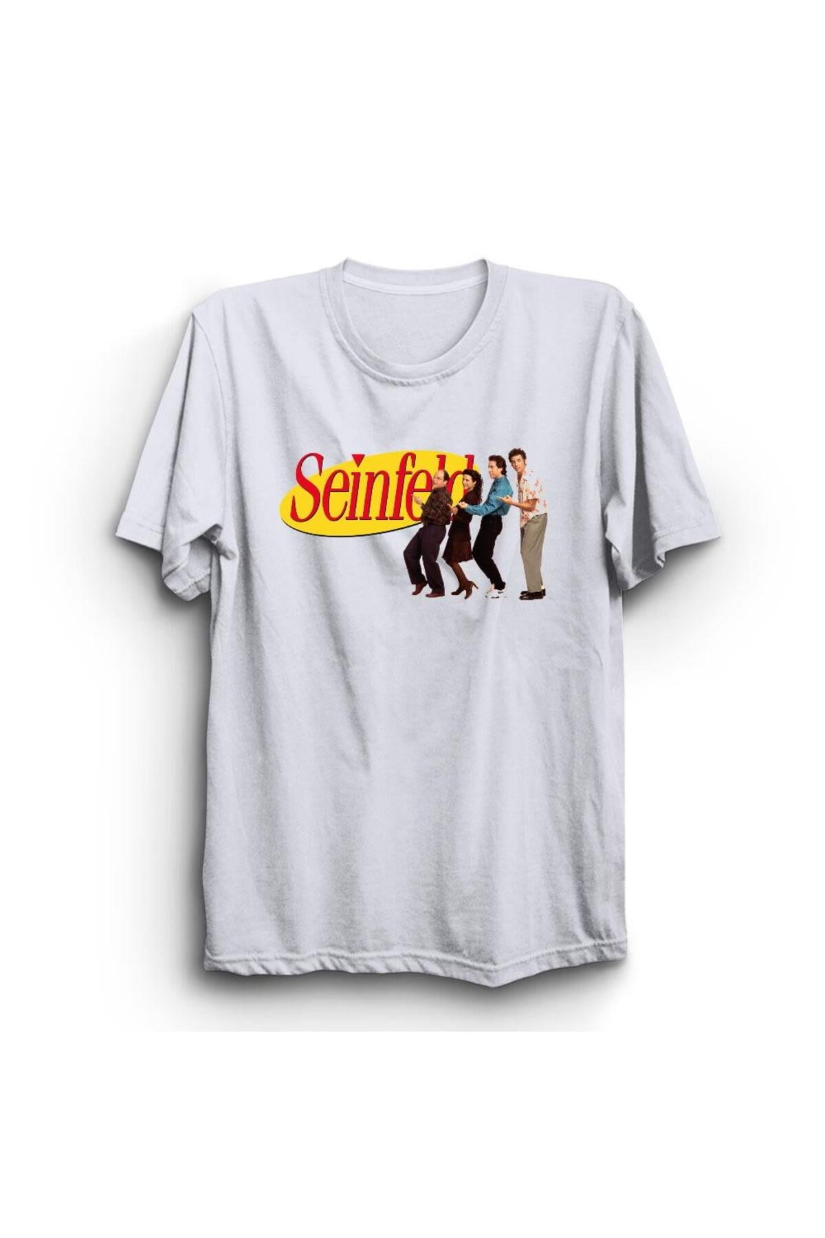 Seinfeld Baskılı Unisex %100 Pamuk Beyaz T-shirt