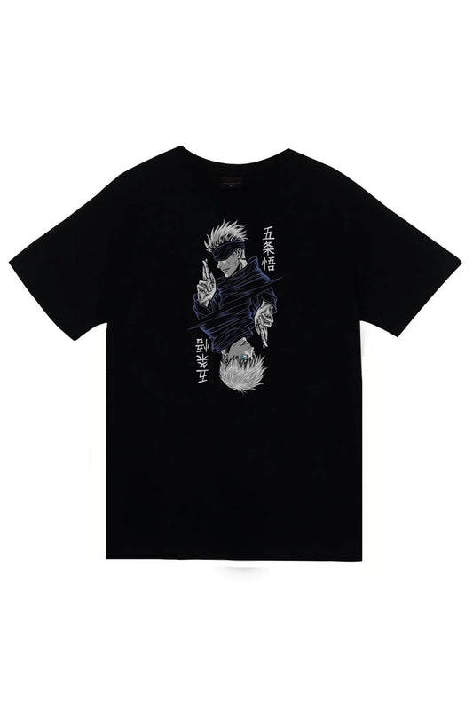 Jujutsu Kaisen Anime Baskılı Unisex %100 Pamuk Siyah T-shirt