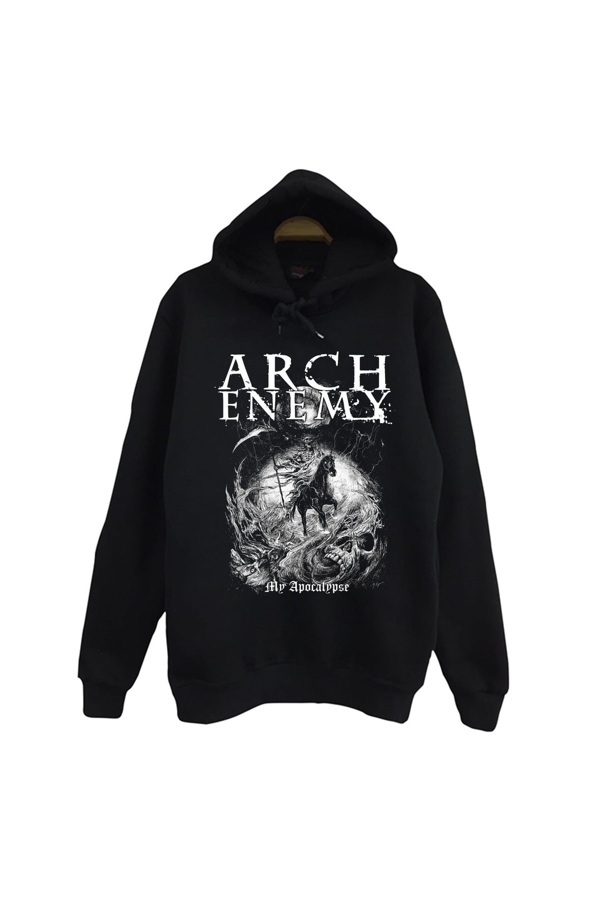 Arch Enemy Baskılı Unisex %100 Pamuk Siyah Kapüşonlu Sweatshirt