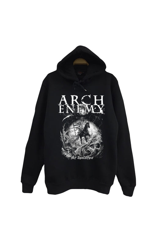 Arch Enemy Baskılı Unisex %100 Pamuk Siyah Kapüşonlu Sweatshirt