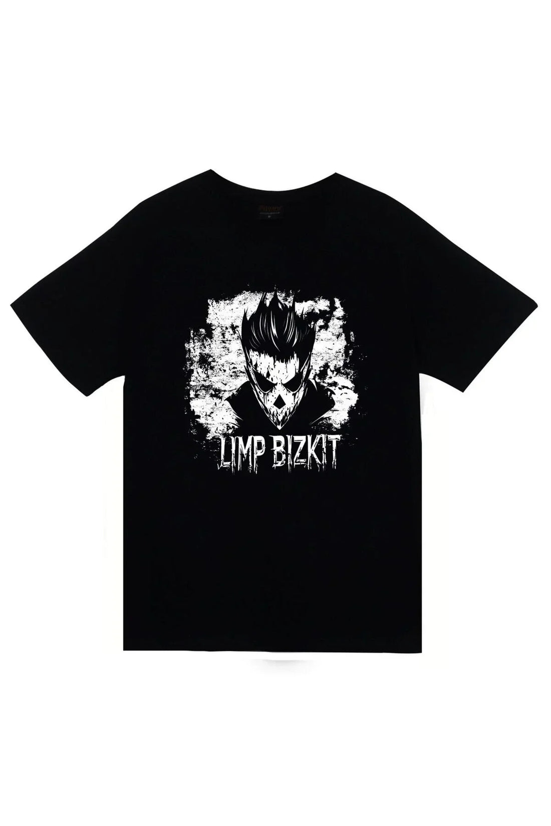 Limp Bizkit Siyah-beyaz portre baskılı siyah tişört