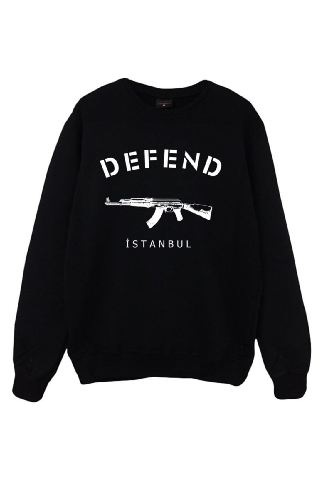 İstanbul'u savun Baskılı Unisex %100 Pamuk Sweatshirt – Siyah