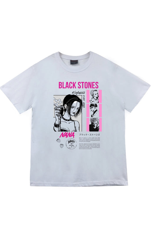 Black Stones Nana Baskılı Unisex %100 Pamuk Beyaz T-shirt