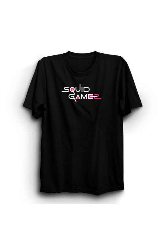 Squid Game Baskılı, Unisex, Siyah %100 Pamuk T-shirt