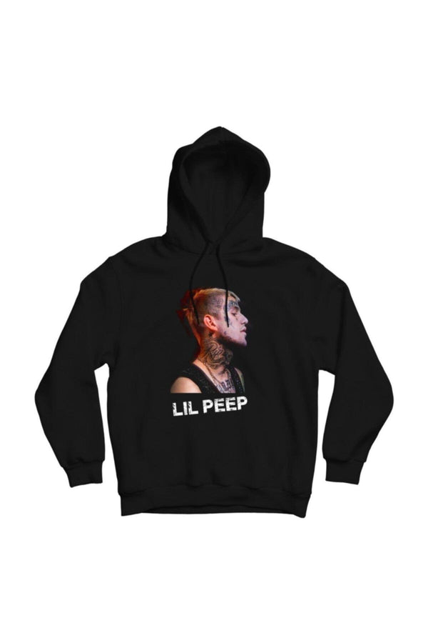 Lil Peep Portre fotoğrafı baskılı siyah kapüşonlu sweatshirt