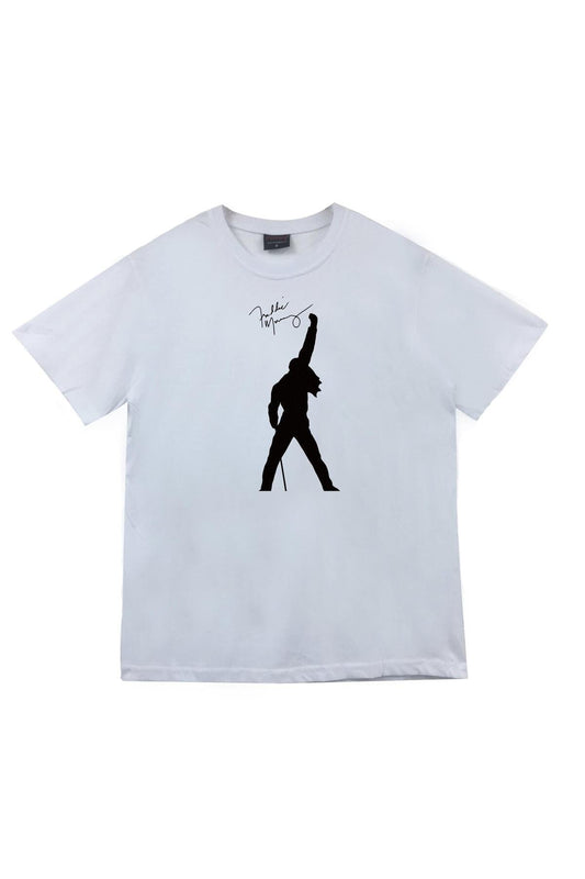 Queen Baskılı Unisex %100 Pamuk Beyaz T-shirt