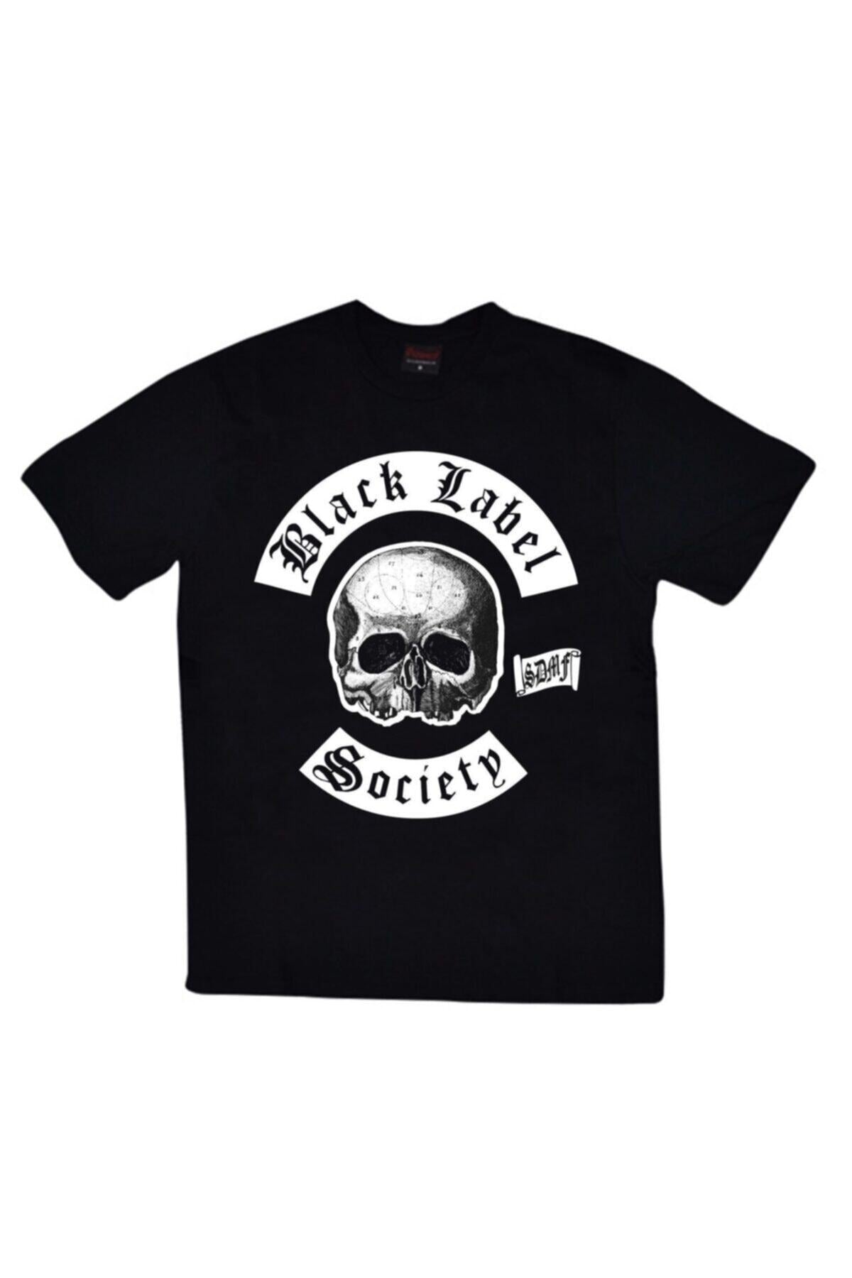 Unisex Siyah Black Label Society Baskılı T-shirt