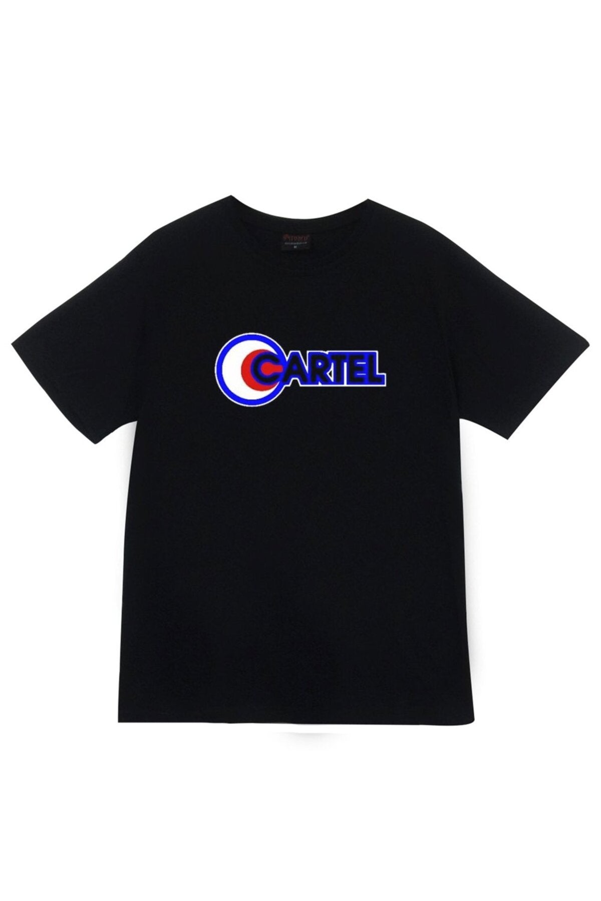 Cartel Baskılı Unisex %100 Pamuk Siyah T-shirt