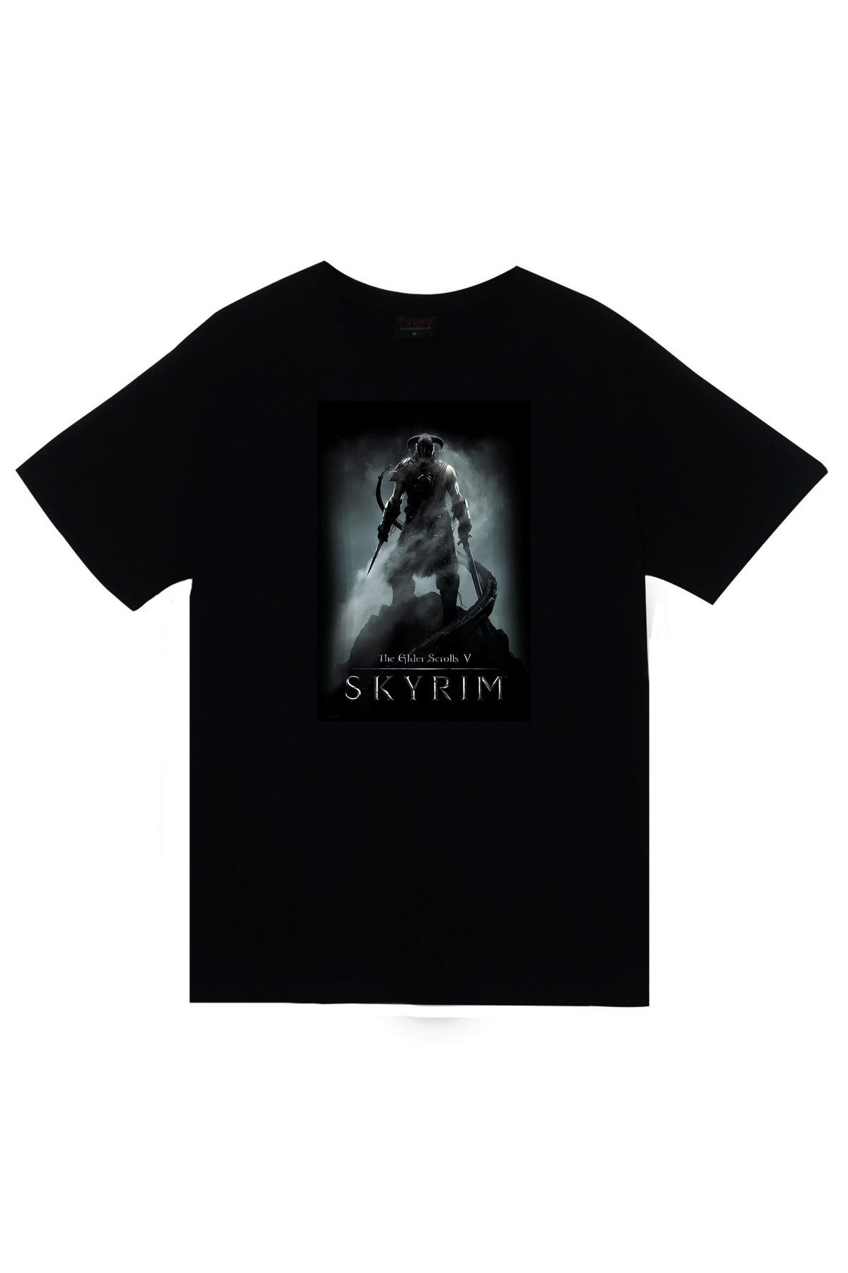 Skyrim Oyun Baskılı Unisex %100 Pamuk Siyah T-shirt