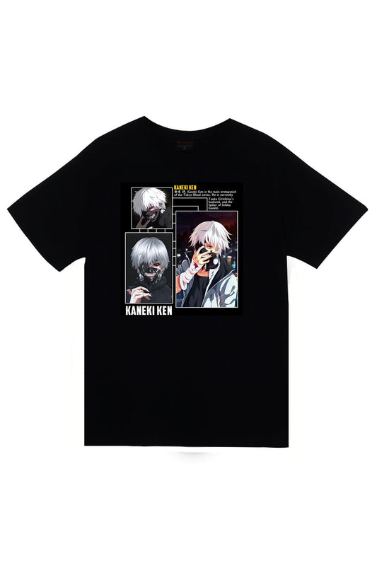 Tokyo Ghoul Kaneki Ken Baskılı Unisex %100 Pamuk Siyah T-shirt