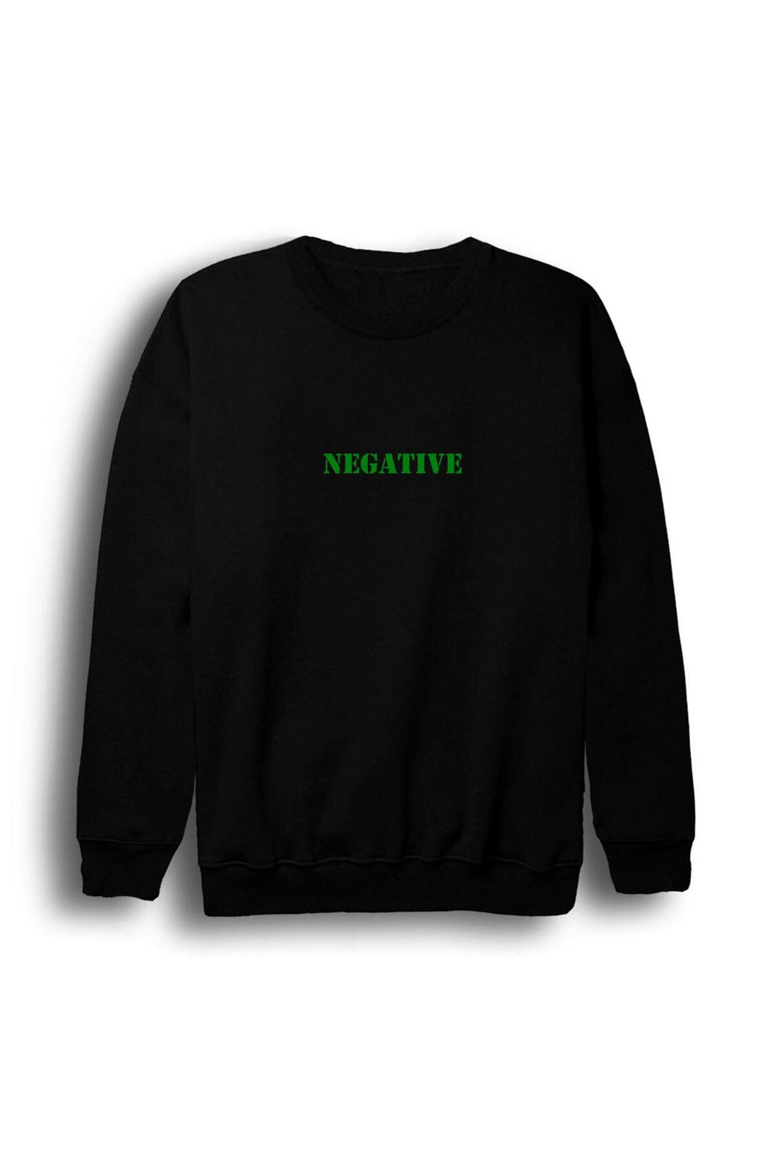 Negative Yeşil kelime baskılı siyah sweatshirt