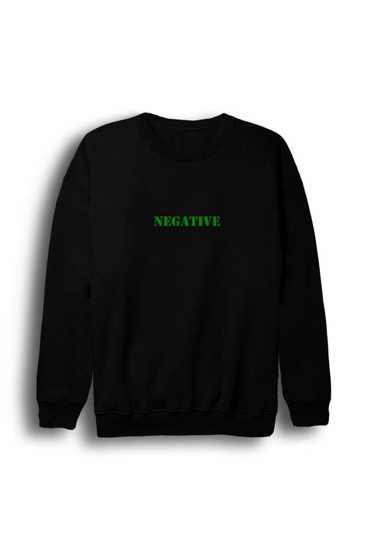 Negative Baskılı Bisiklet Yaka Sweatshirt