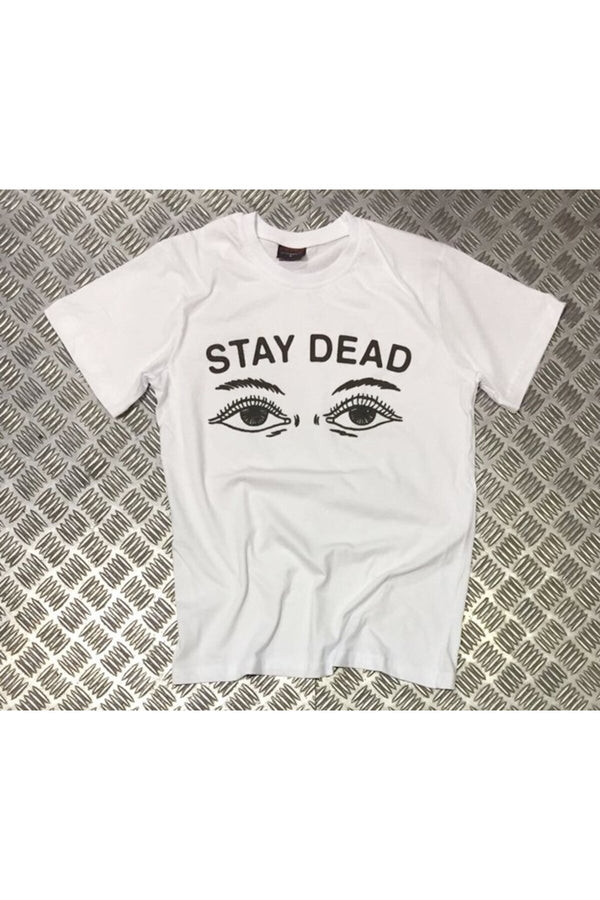 Unisex Beyaz Star Dead baskılı beyaz tişört
