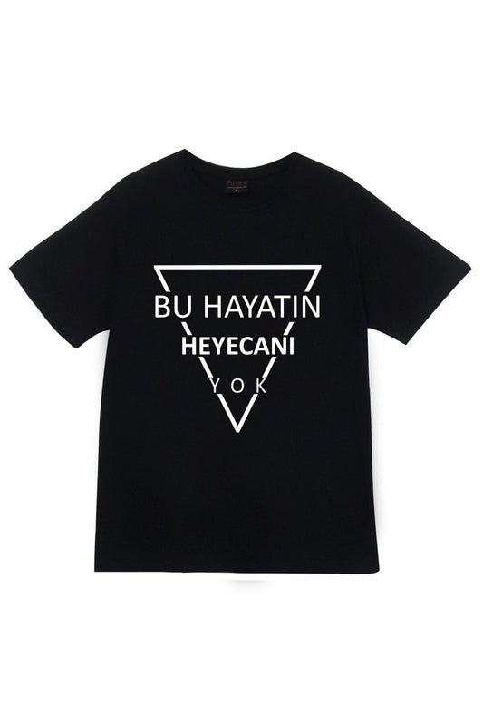 Gazapizm Heyecanı Yok Baskılı Unisex Siyah %100 Pamuk T-shirt