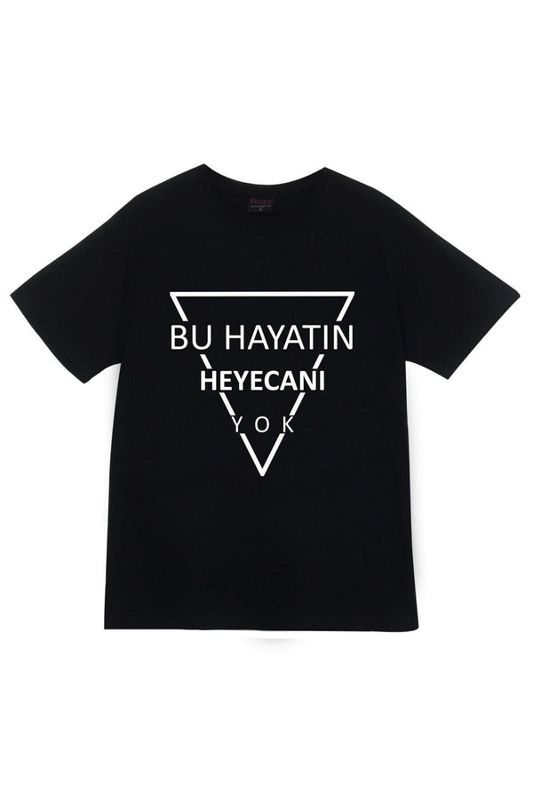 Gazapizm Heyecanı Yok Turkce slogan baskılı siyah tişört