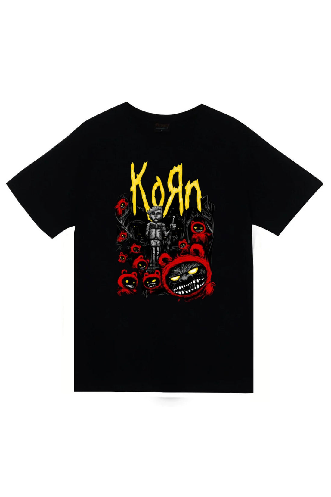 Korn - Rock - Band - Metal Baskılı Unisex %100 Pamuk Tişört – Siyah