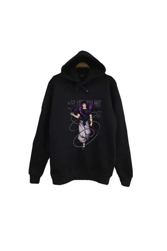 Jujutsu Kaisen Satoru Gojo Anime Baskılı Unisex %100 Pamuk Siyah Kapüşonlu Sweatshirt