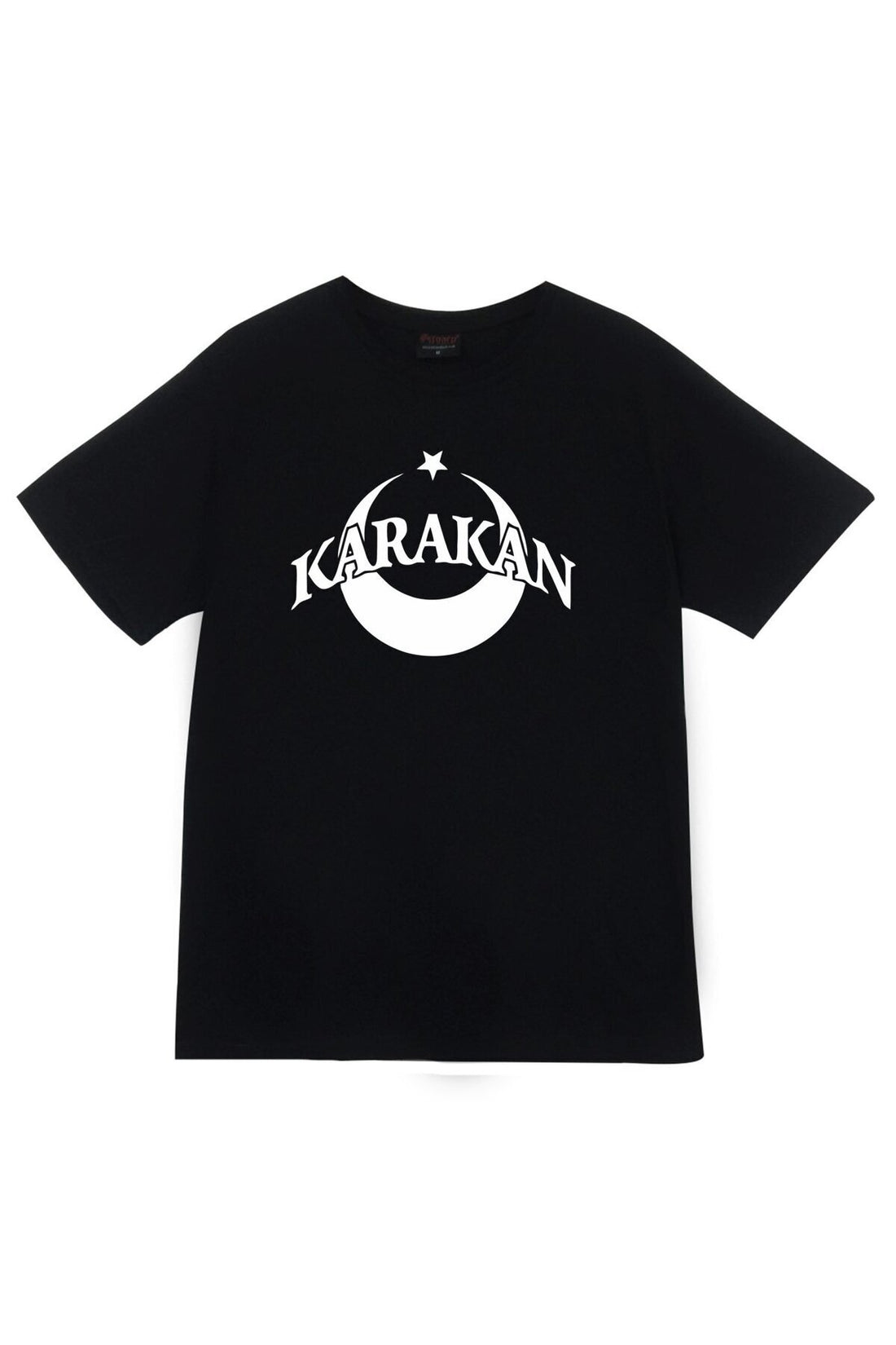 Karakan yazı baskılı siyah tişört