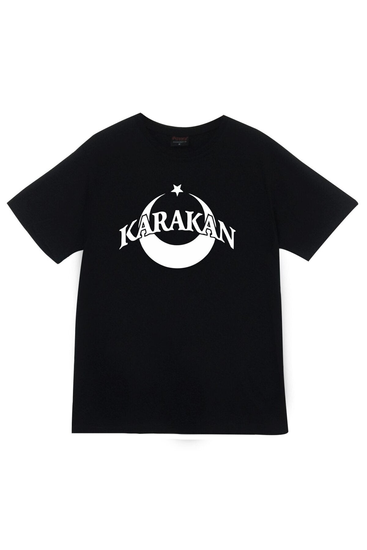 Karakan Baskılı Unisex %100 Pamuk Siyah T-shirt