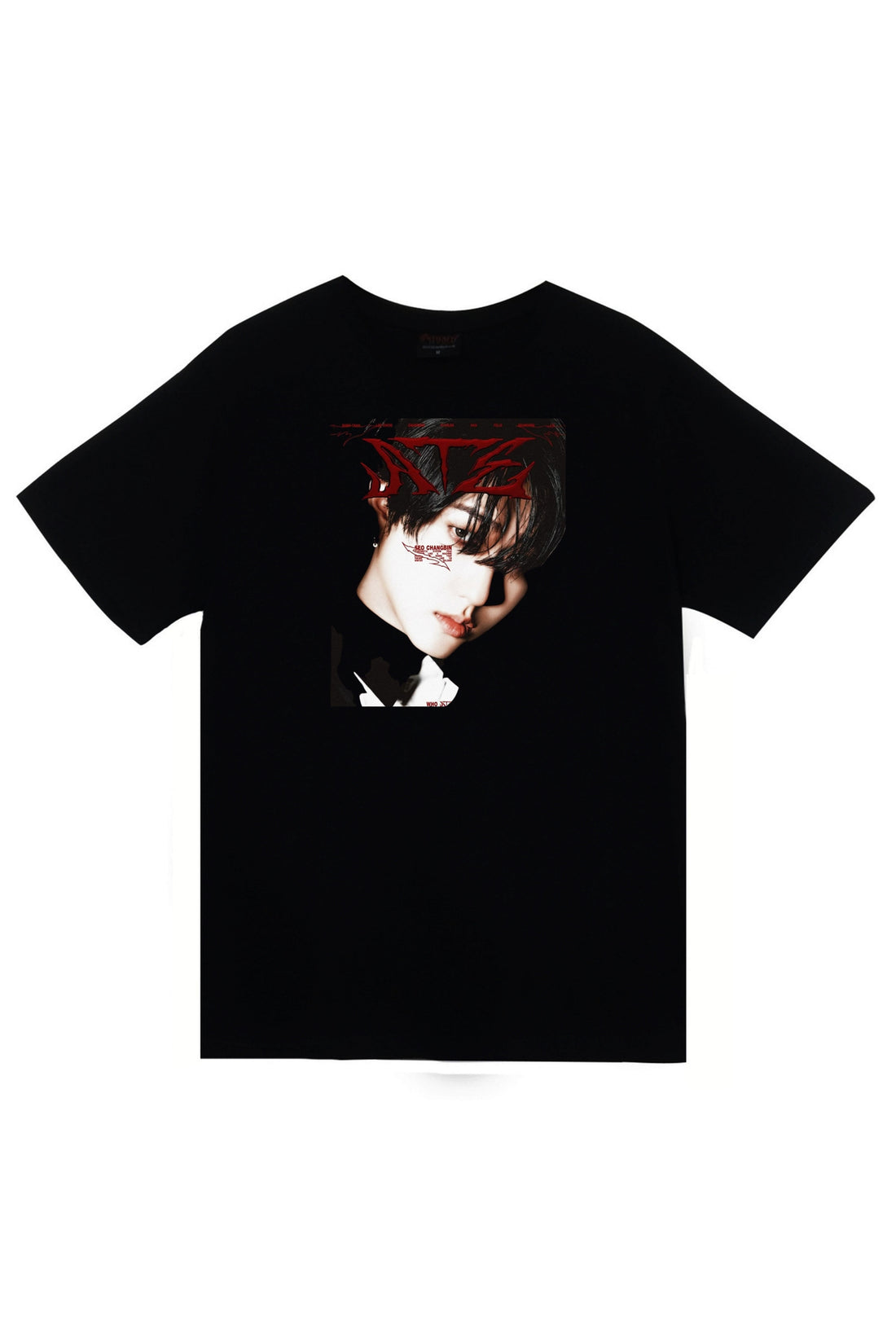 Stray Kids - Seo Chang-bin Baskılı Unisex %100 Pamuk Tişört – Siyah