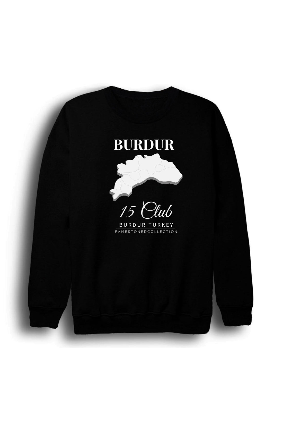 Burdur - 15 - Salda - Sagalassos - Lavanta Baskılı Unisex %100 Pamuk Sweatshirt – Siyah