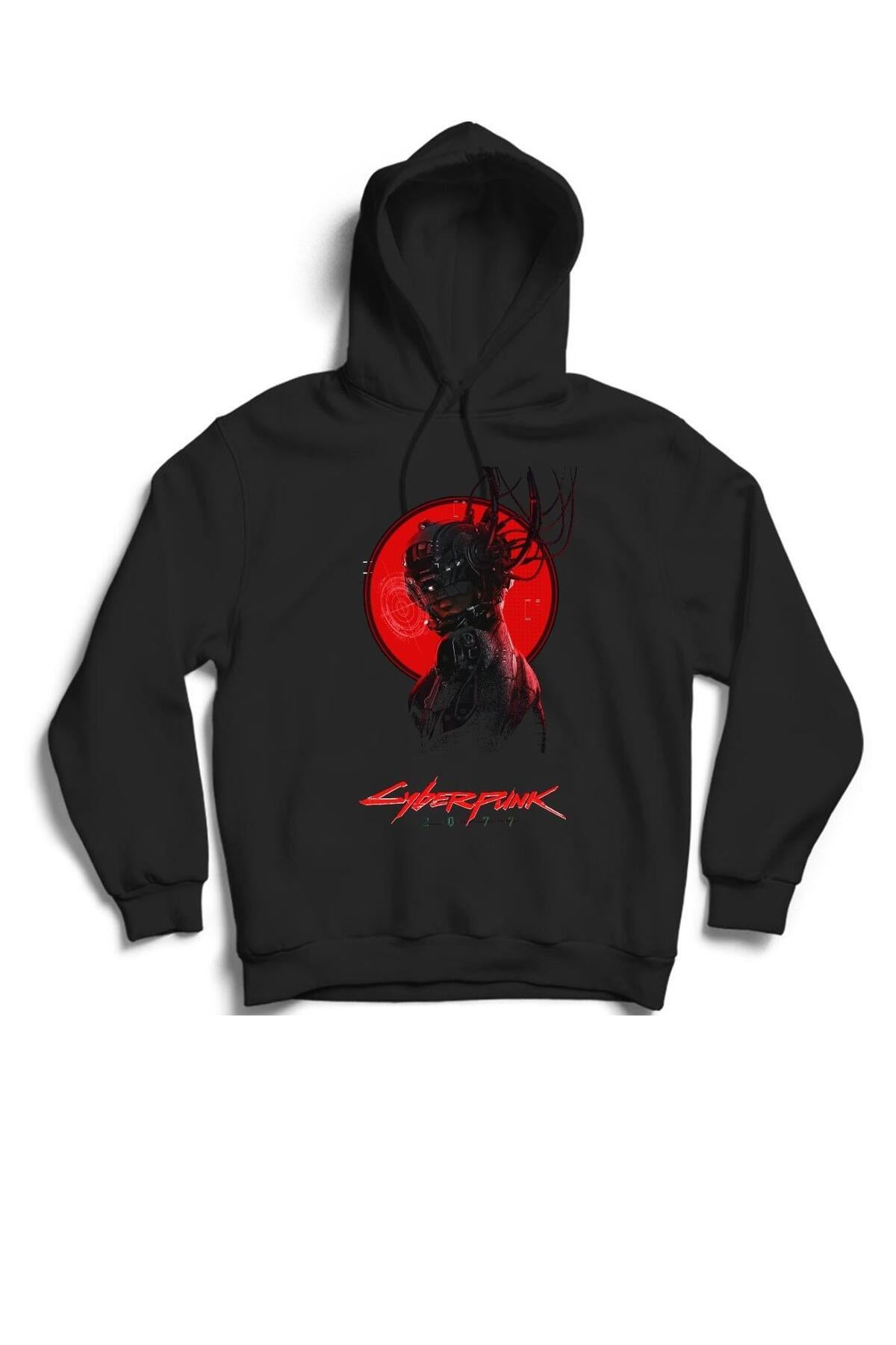 Cyberpunk 2077 Baskılı Kapüşonlu Sweatshirt
