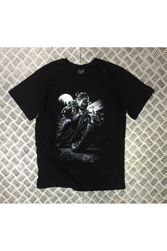 Unisex Siyah Köpek Baskılı Tshirt