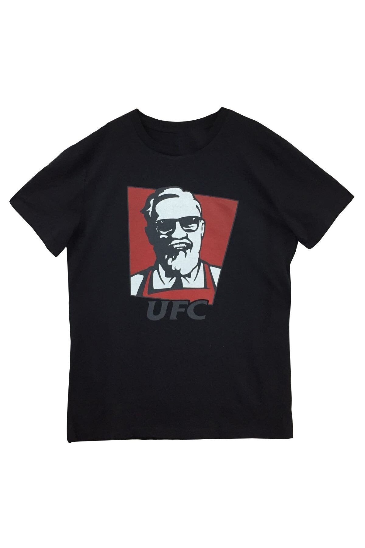 Ufc Baskılı Unisex Siyah %100 Pamuk T-shirt