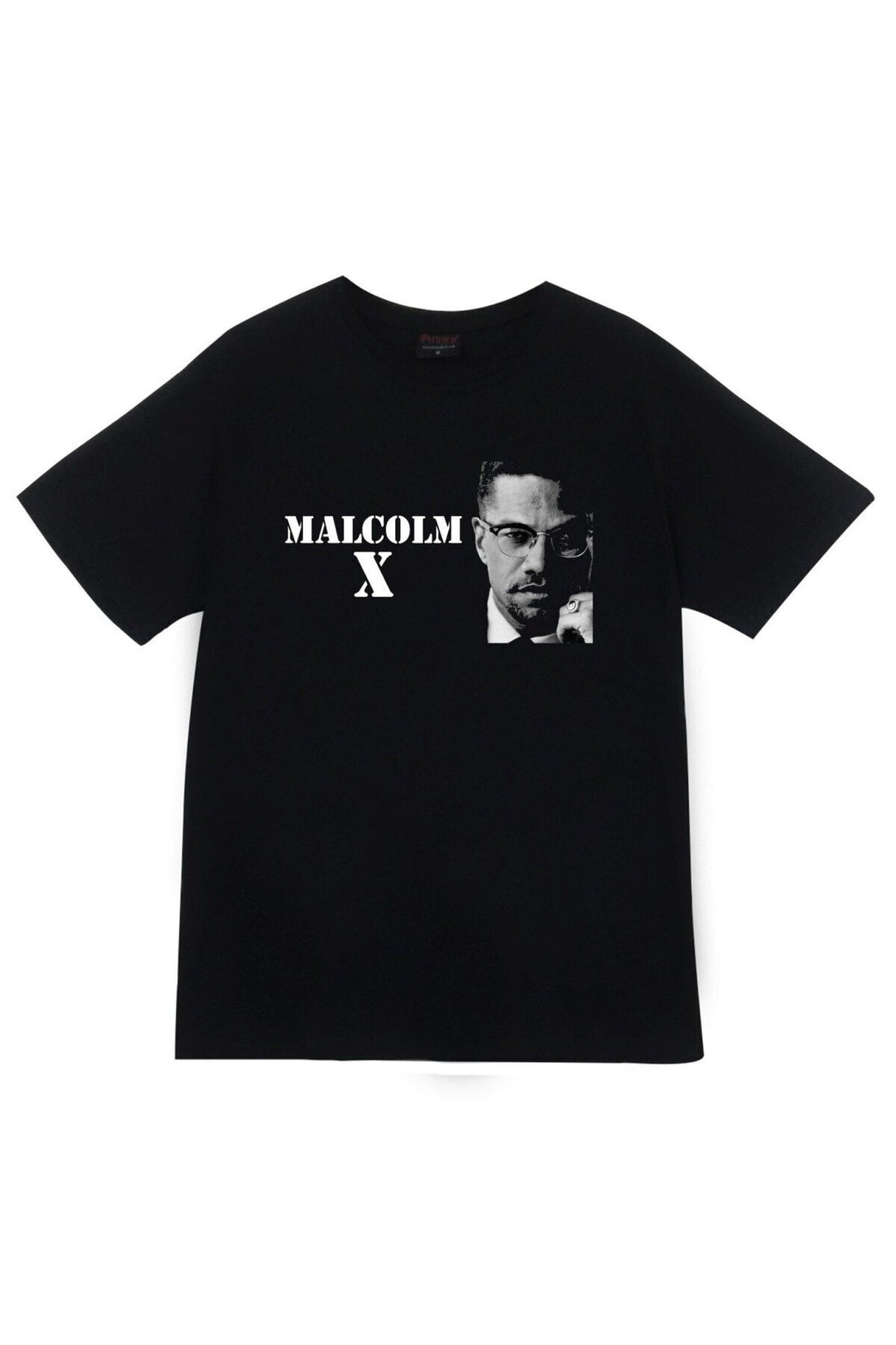 Malcolm X baskılı siyah tişört