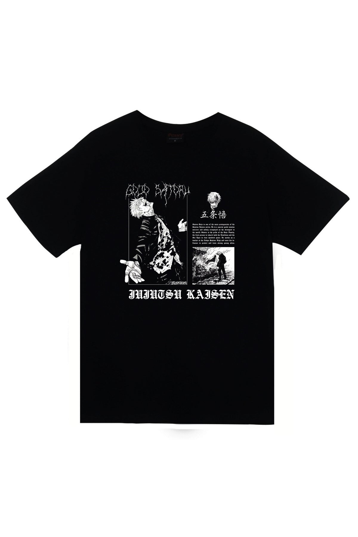 Jujutsu Kaisen Satoru Gojo Anime Baskılı Unisex %100 Pamuk Siyah T-shirt