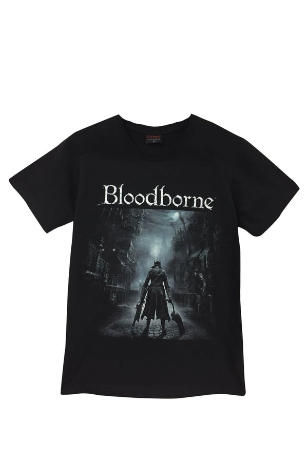 Bloodborne Baskılı Unisex %100 Pamuk Tişört – Siyah