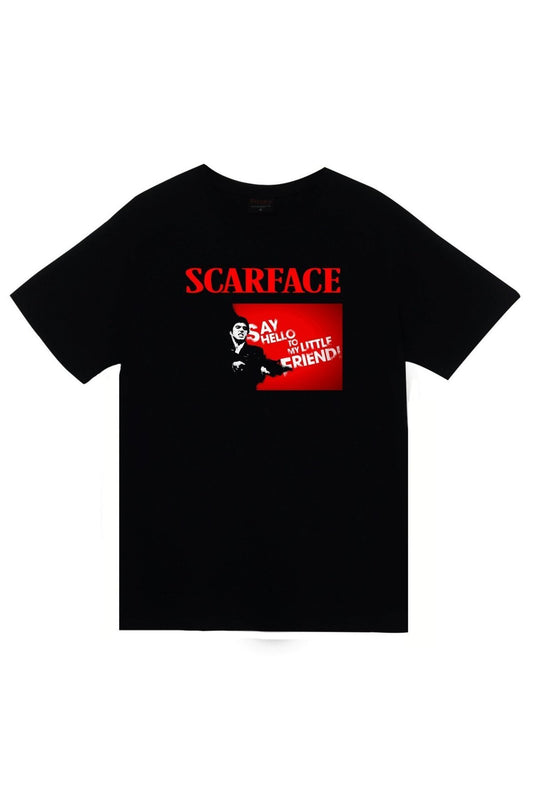 Scarface Tony Montana Baskılı Unisex %100 Pamuk Siyah T-shirt