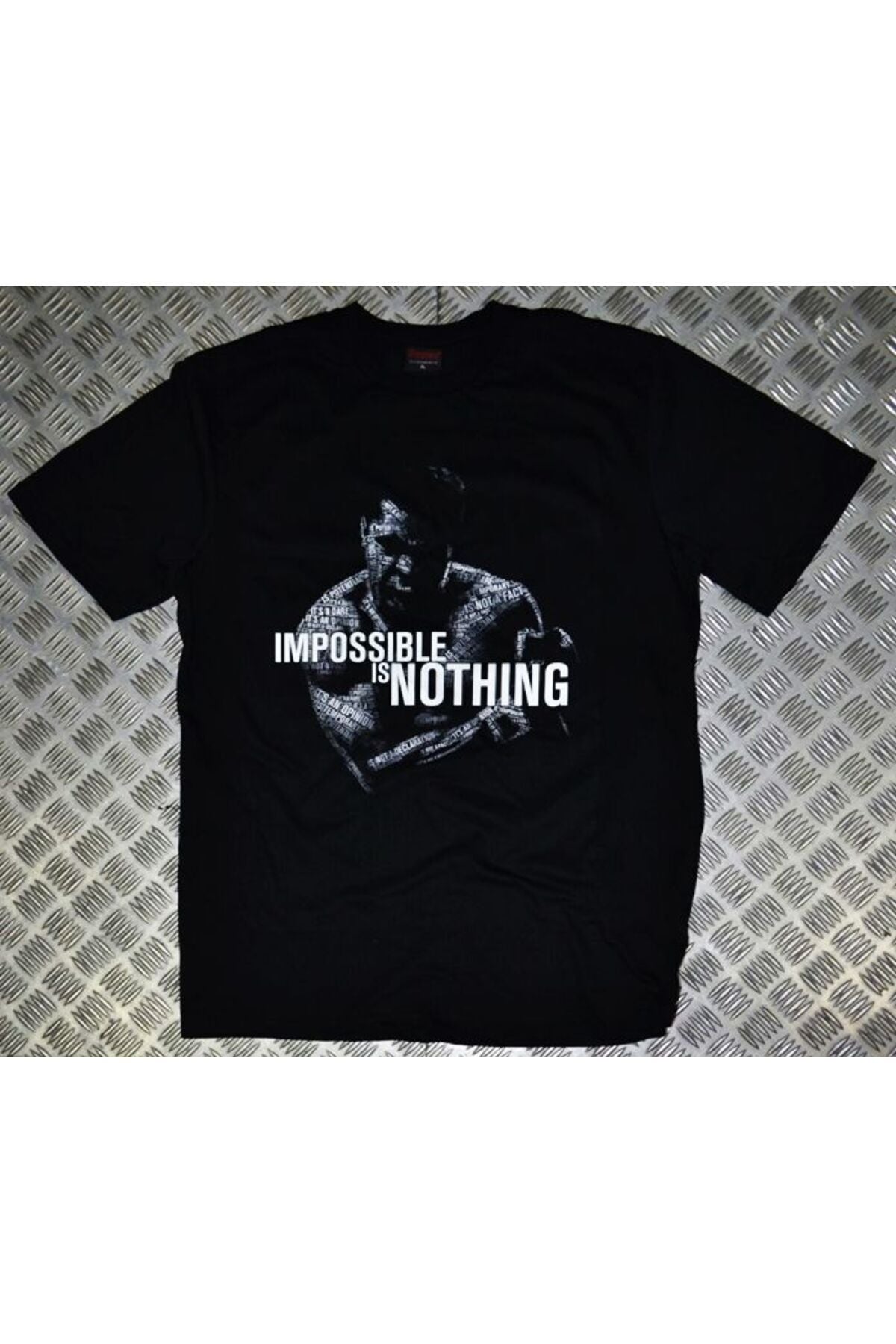 Muhammet Ali Baskılı Unisex %100 Pamuk Siyah T-shirt