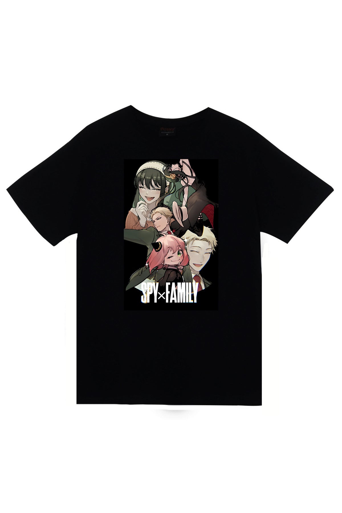 Spy × Family Anime Baskılı Unisex %100 Pamuk Siyah T-shirt