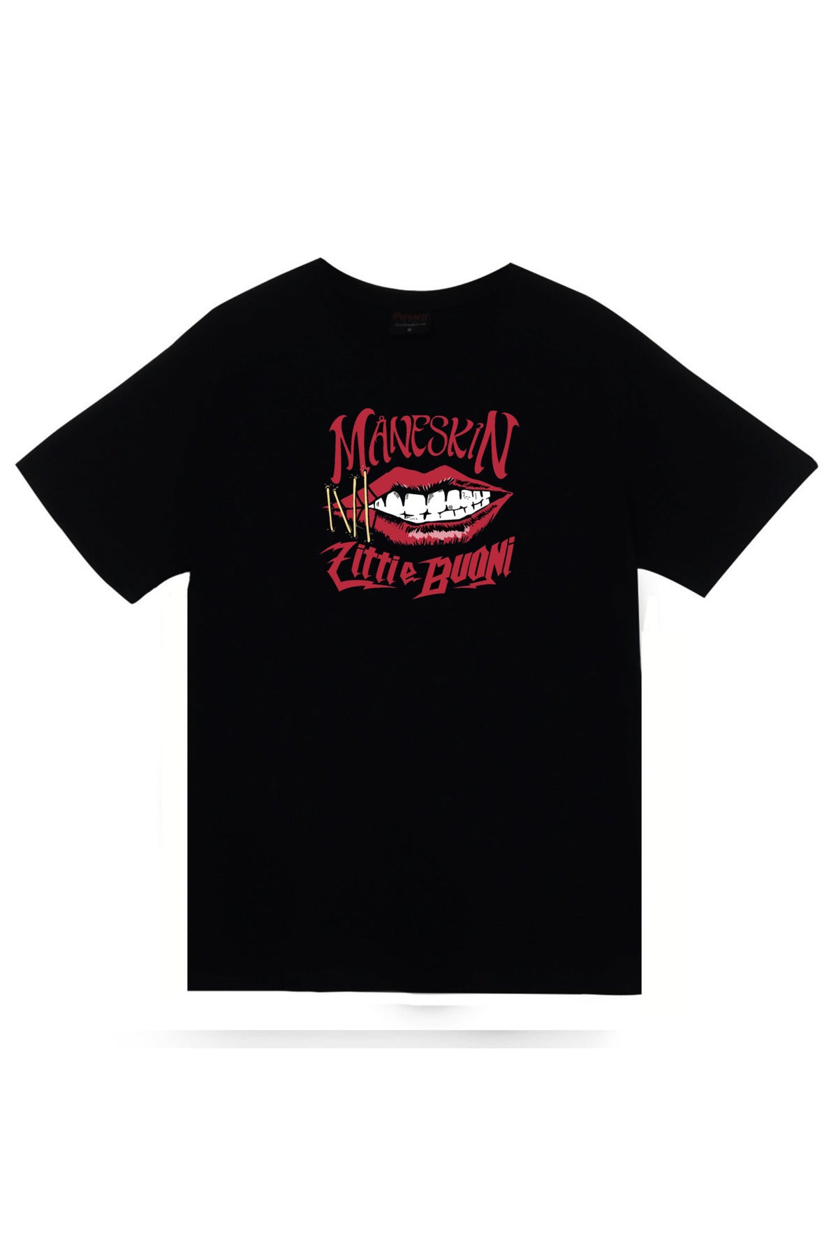 Maneskin Baskılı Unisex Siyah %100 Pamuk T-shirt