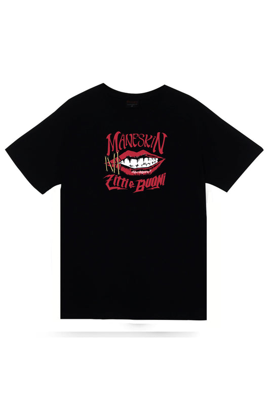 Maneskin Baskılı Unisex Siyah %100 Pamuk T-shirt
