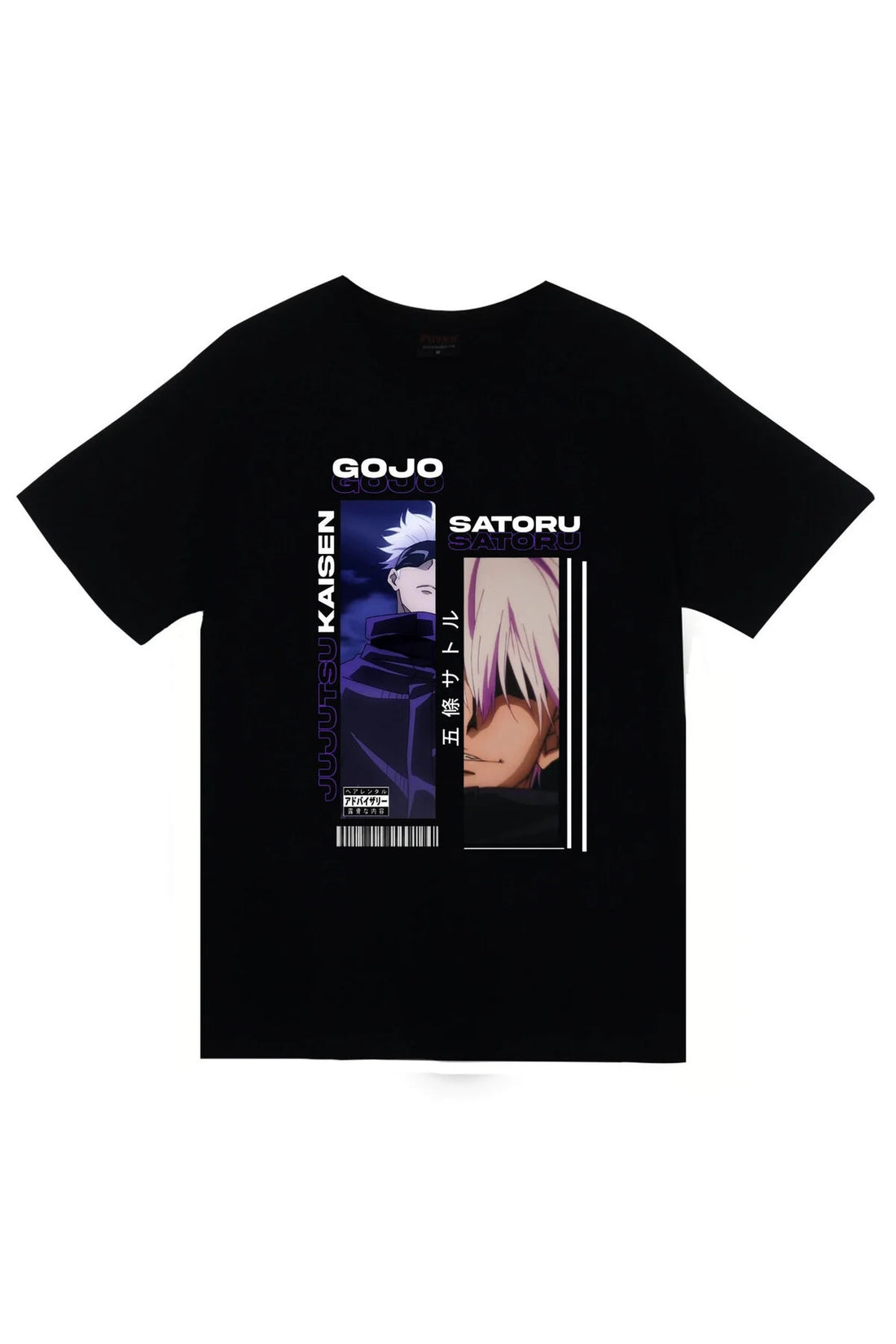Jujutsu Kaisen Satoru Gojo Anime karakter kartı baskılı siyah tişört