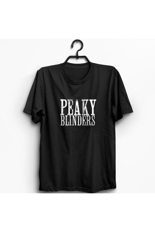 Unisex Siyah Peaky Blinders Baskılı Büyük Beden T-shirt