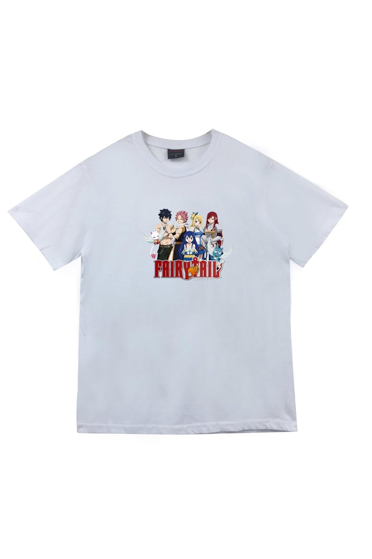 Fairy Tail Anime Baskılı Unisex %100 Pamuk Beyaz T-shirt