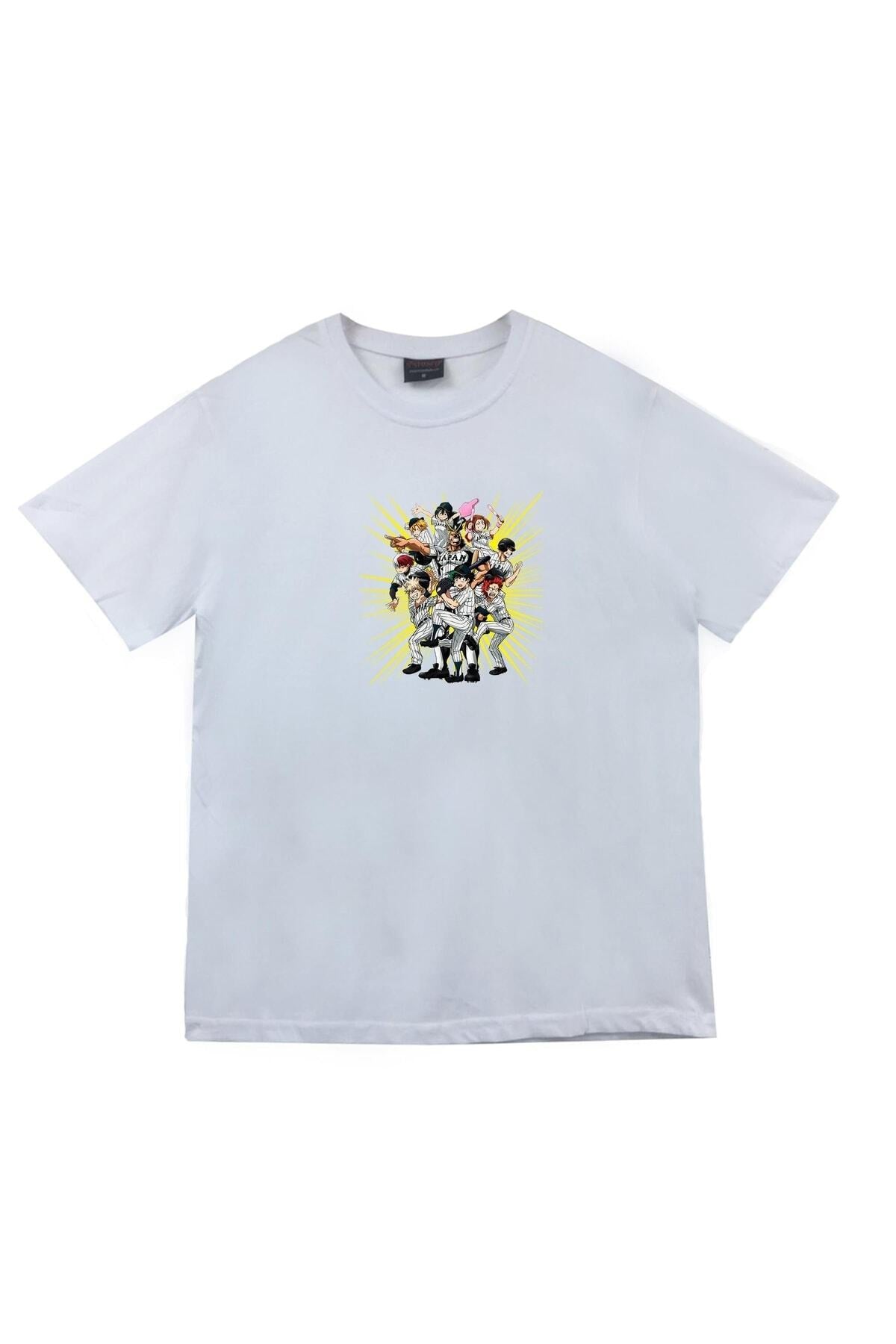 My Hero Academia Anime Baskılı Unisex %100 Pamuk Beyaz T-shirt