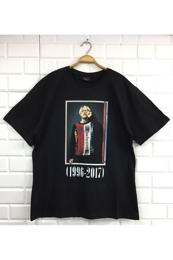 Lil Peep baskılı siyah tişört