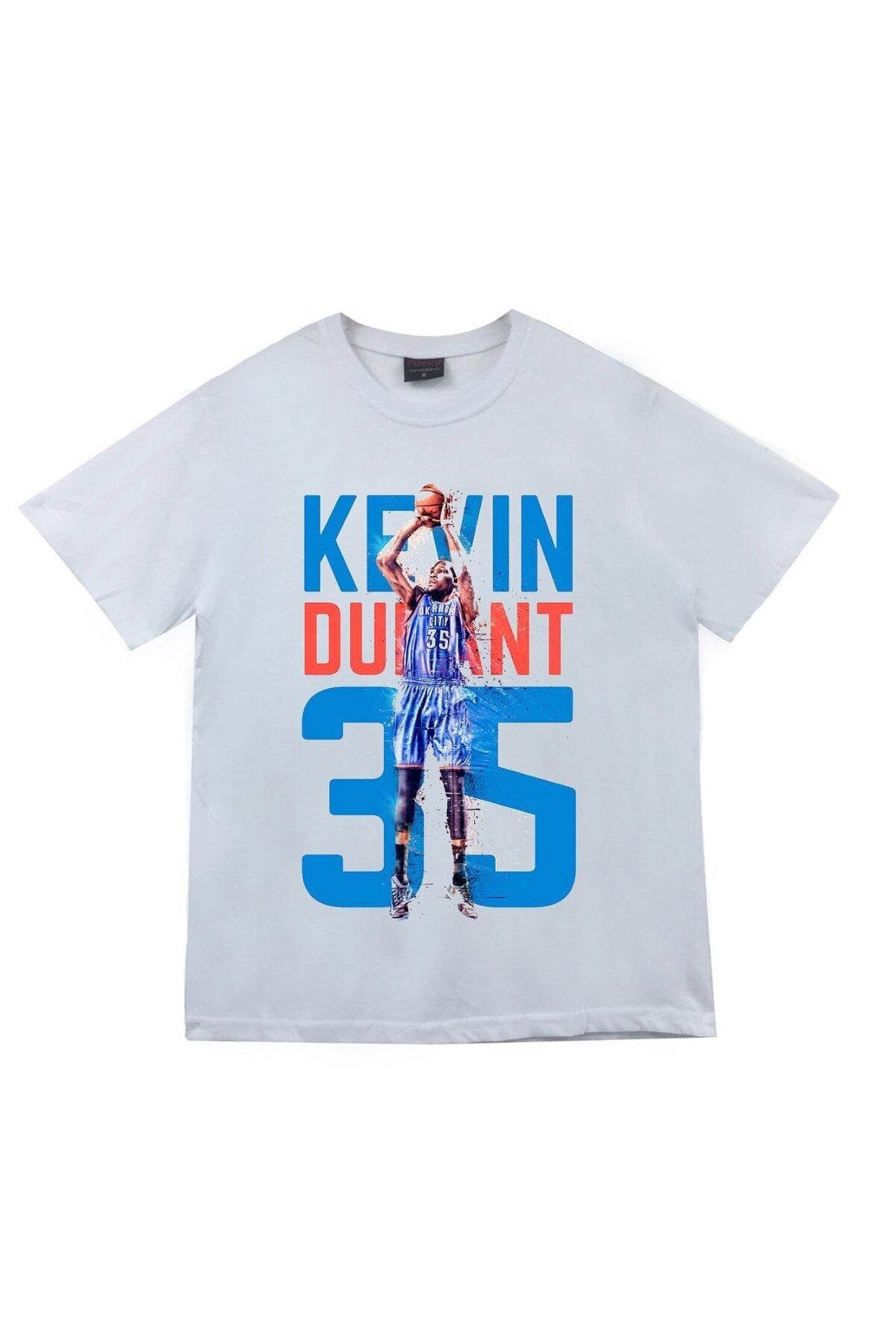 Kevin Durant fotoğrafı baskılı beyaz tişört