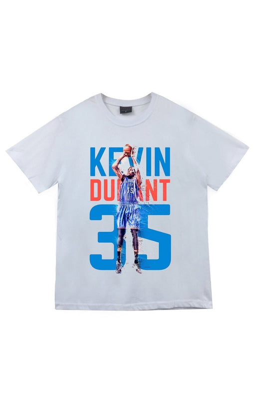 Kevin Durant Baskılı Unisex %100 Pamuk Beyaz T-shirt