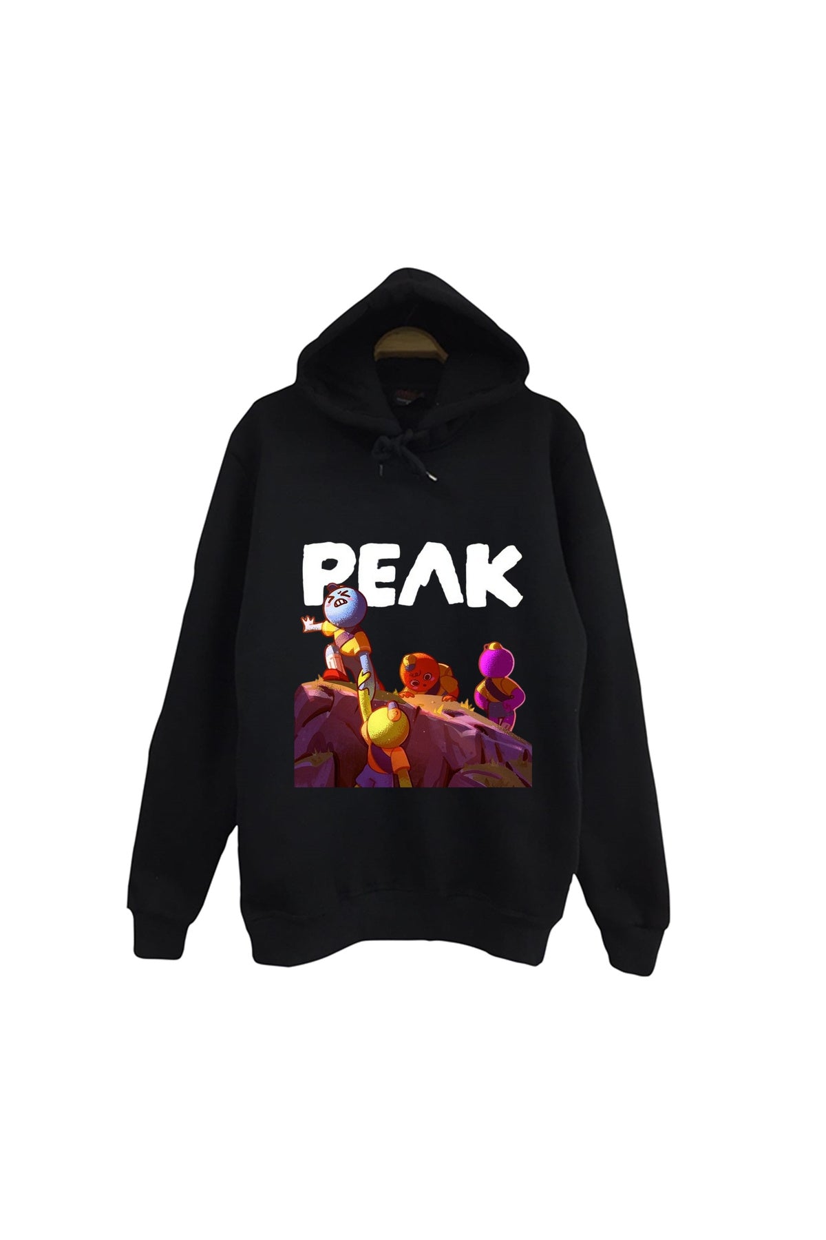 PEAK – Oyun Baskılı Unisex %100 Pamuk Siyah Kapüşonlu Sweatshirt