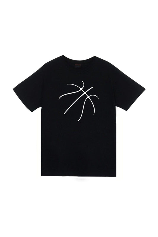 Unisex Siyah Basketbol Topu Baskılı T-shirt