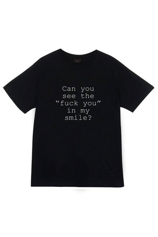 Unisex Siyah Can You See Baskılı T-Shirt